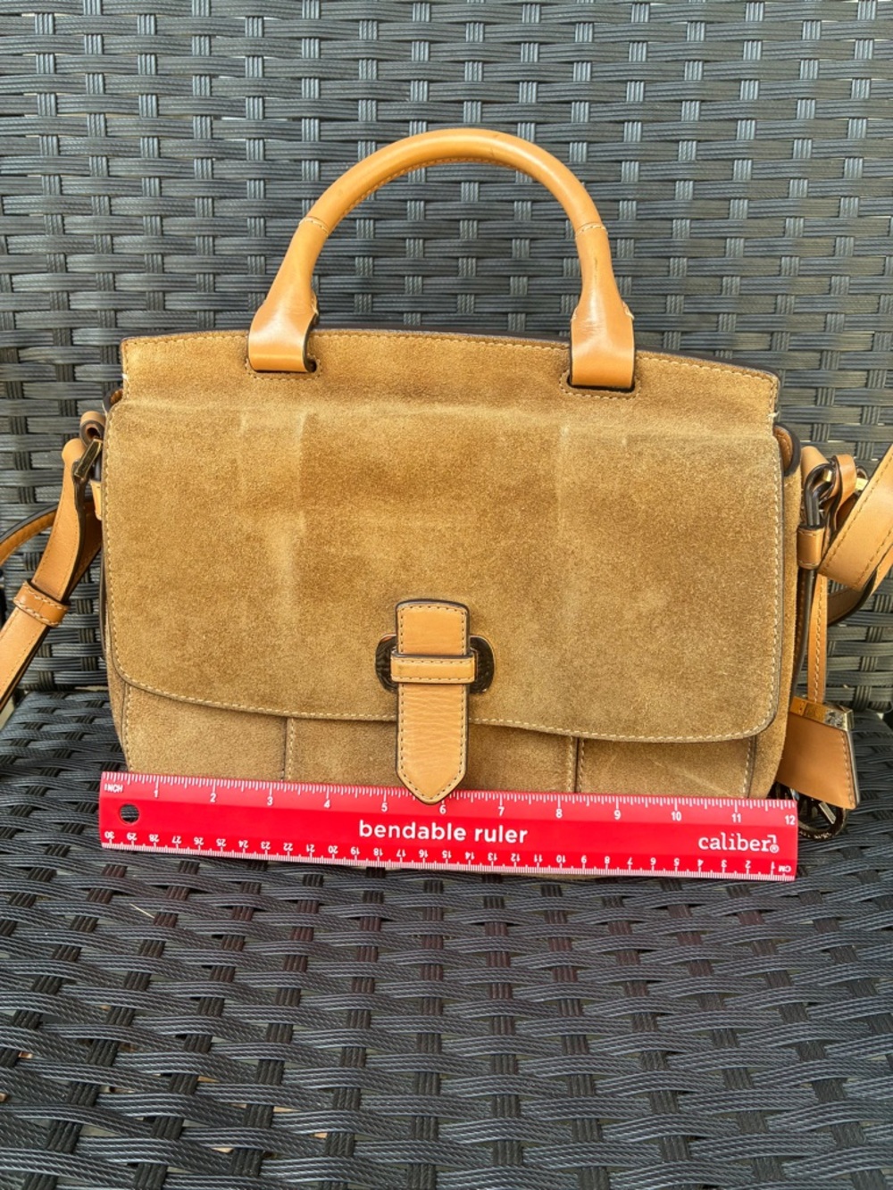 Michael Kors Suede Satchel with Tan Leather Trim - Picture 3 of 16